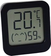 CHPN - Thermometer - Hygrometer - Weerstation - Temperatuurmeter - Voor Binnen - Houder & Sticker - Luchtvochtigheid meten - Zwart