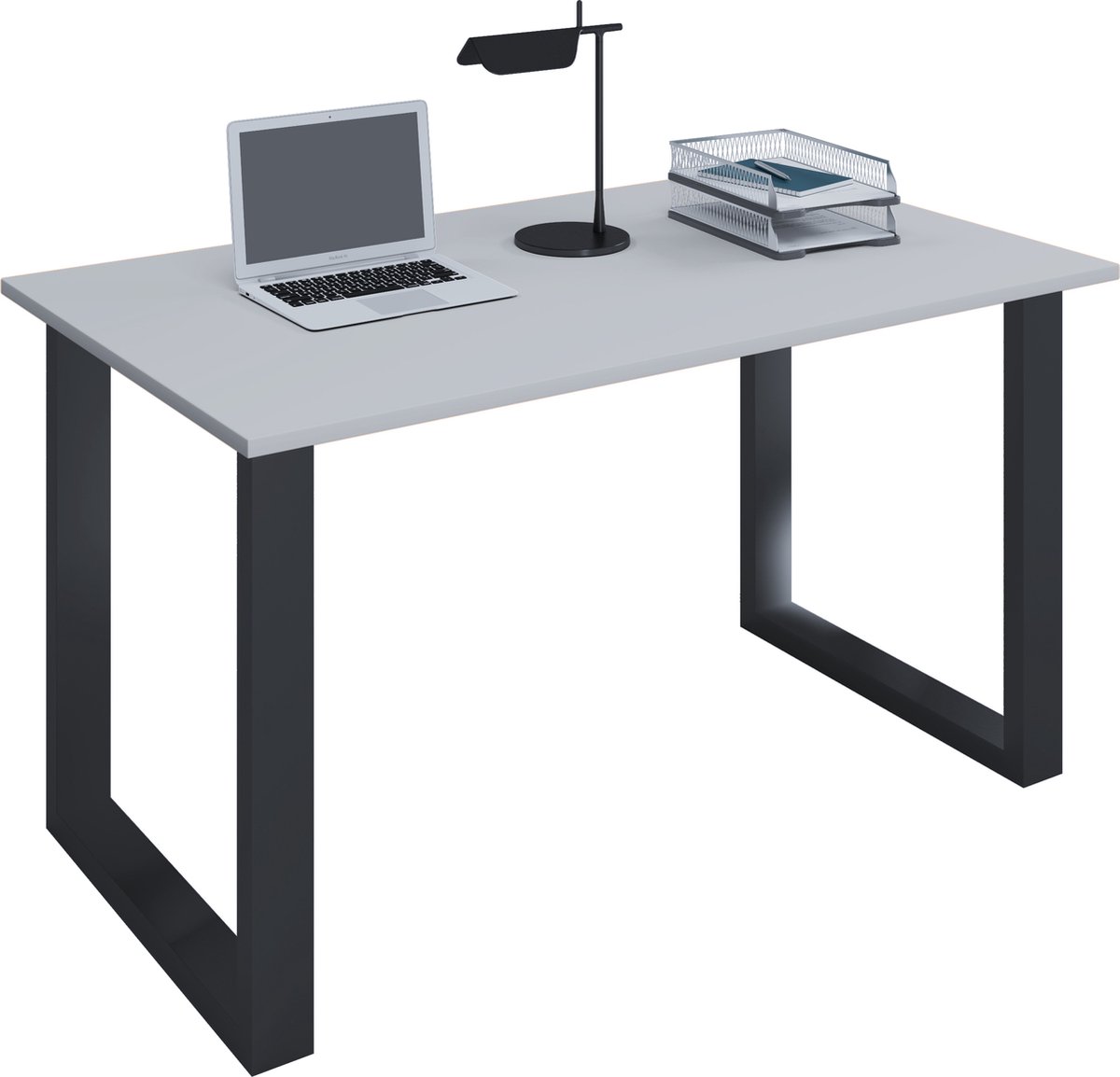 Hioshop Lona Bureau 140x80 cm U-frame grijs/zwart.