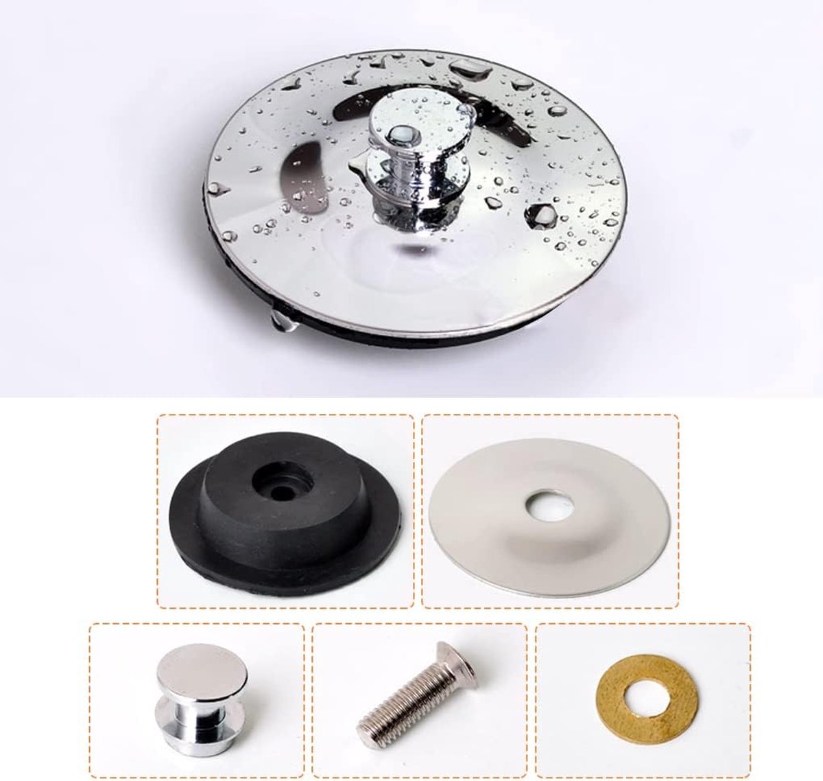 4 stuks badkuipstoppen, diameter 42 tot 44 mm gootsteenstop badplug badkamer wastafel afvoerplug rubberen afvoerstop badpluggen voor keuken badkuip gootsteen afvoerputten (wit, helder