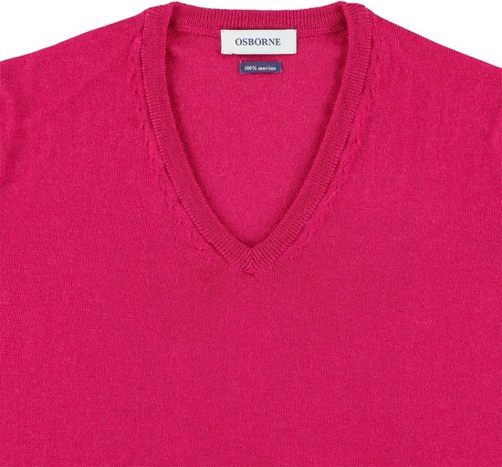 Osborne Knitwear Trui met V hals - Merino wol - Dames - Fuchsia - XL