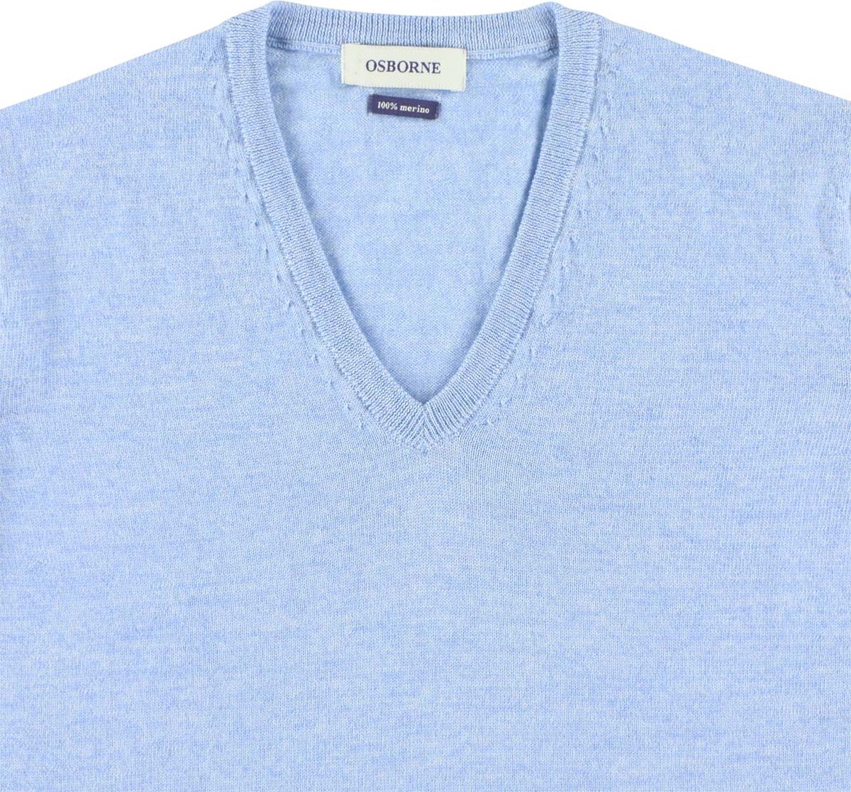 Osborne Knitwear Trui met V hals - Merino wol - Dames - Azur - L