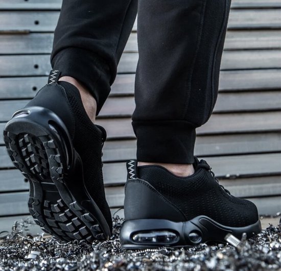 Veiligheidsschoenen Heren Werksschoenen met Stalen Neus Licht SRC Antislip Sportief Veiligheidsschoenen gitzwart Maat 45 EU Veiligheidsschoenen Heren Werksschoenen met Stalen Neus Licht SRC Antislip Sportief Veiligheidsschoenen gitzwart Maat 45 EU