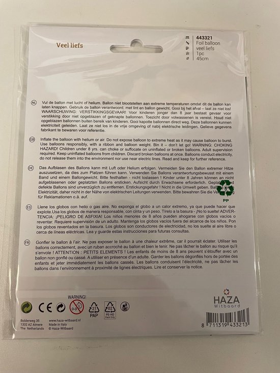 Folieballon Veel liefs Ø45cm. — afbeelding 2