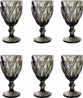 6-delige set Rombus King wijnglas glas glazen wijnglazen waterglas longdrinkglas (grijs zwart)