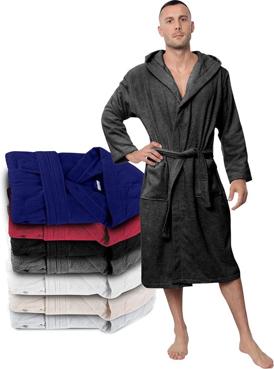 Peignoir homme XS S M L XL XXL XXXL 100 coton 350 g m Badjas a capuche 2. bol