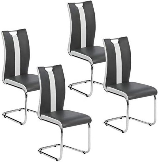 Set van 4 PIA stoelen in grijs en wit voor eetkamer