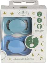 Lullaby Fopspeen Round latex Size 2 Ocean Teal & Dove Blue 2-Pack