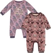 Charlie Choe - 2pack - Roze - Bruin - Boxpak - Salopette - Kruippakje - Babypakje - Jumpsuit - Geboortepakje - Romper - Unicorns - Figuren - Maat 68