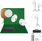 vidaXL Fotostudioset - Verlichting en Achtergrondsysteem - 500 x 300 cm - Reflectoren - Draagtas - Fotostudio Set