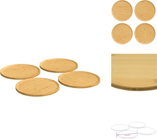 vidaXL Bamboe Pizzaborden - 32 x 1.5 cm - Duurzaam materiaal - Pizza gourmetset