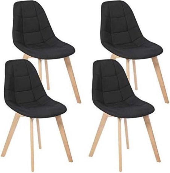 Set van 4 Scandinavische Gaby zwarte stoffen stoelen voor eetkamer