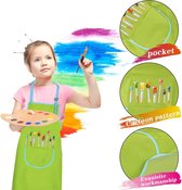 Kinderschorten, 2 stuks kinderschort met zakken, verstelbare kinderen chef-kok schorten voor kinder-jongens meisjes schilderen bakken koken ambachten school evenement kunst activiteit, groen en geel (8-12 jaar)