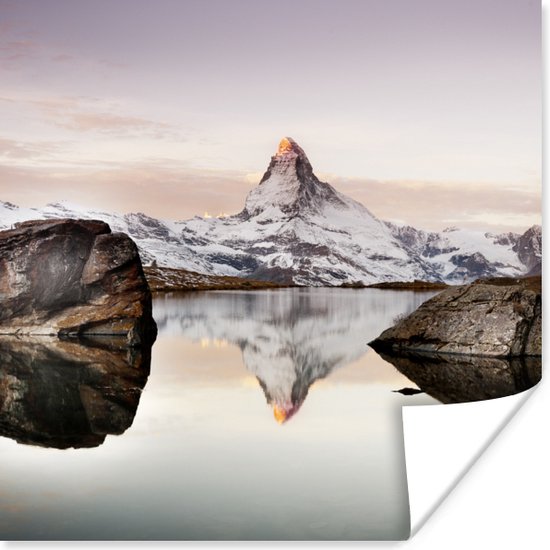Poster Uitzicht vanaf de Stellisee op de Matterhorn in Zwitserland