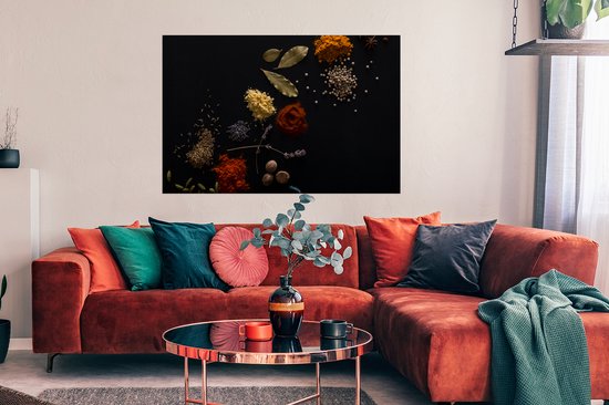 Affiche Herbes - Zwart - Épices - Cuisine - Cuisine - 120x80 cm