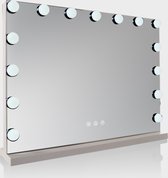 QLAY Hollywood spiegel met led verlichting - 58 x 46 x 12 cm - make-up spiegel - Dimbaar - 3 lichtstanden - make up spiegel
