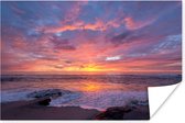 Poster Lumière du soir sur la mer 180x120 cm - Tirage photo sur Poster (décoration murale salon / chambre) XXL / Groot format! / Mer et plage