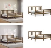 vidaXL Bedframe met hoofdbord massief hout honingbruin 200x200 cm - Bedframe - Bedframes - Bed - Tweepersoonsbed