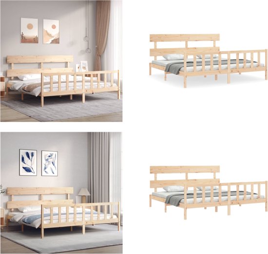 vidaXL Bedframe met hoofdbord massief hout 6FT Super King - Bedframe - Bedframes - Bed - Tweepersoonsbed