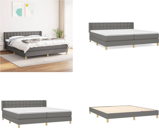 vidaXL Boxspring met matras stof donkergrijs 160x200 cm - Boxspring - Boxsprings - Bed - Slaapmeubel