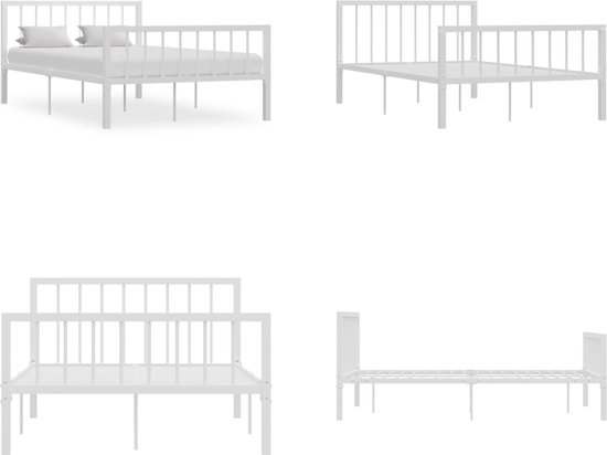 vidaXL Cadre de lit en métal Blanc 120x200 cm - Cadre de lit - Encadrements de lit de lit - Lit double - Lits doubles