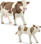 Schleich Farm World - Koe en Kalf Figurenset, Dierenfiguren voor Kinderen 2 st