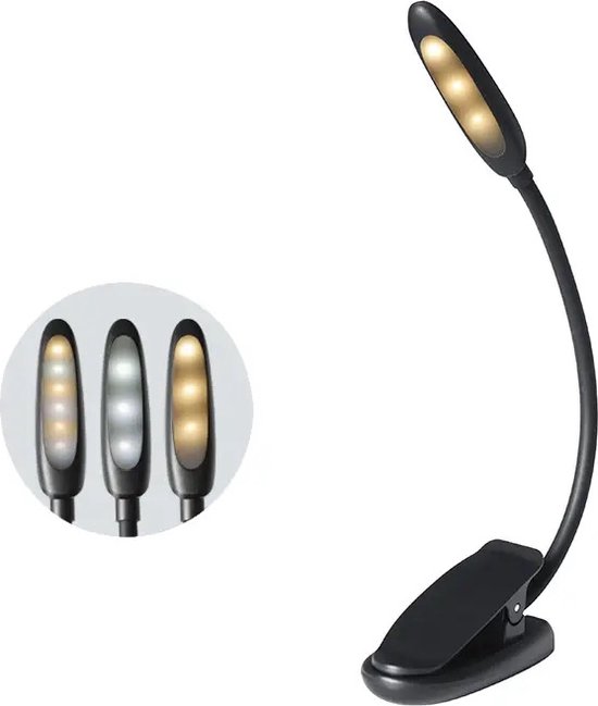 Xaralyn LED leeslampje met klem voor boek - bedlampjes leeslampjes - 360°C flexibel lampje - nachtlampje - bureaulamp led - USB oplaadbaar - bedlampje voor in bed