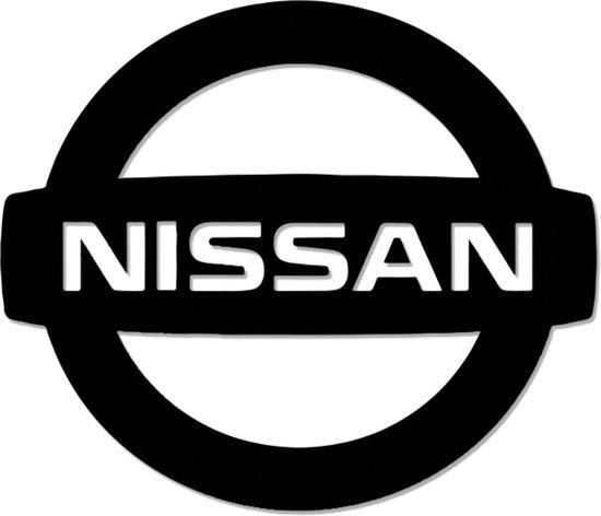 Nissan - Logo - Metaalkunst - Grijs - 40 x 34 cm - Auto Decoratie - Muur Decoratie- Man Cave - Cadeau voor man- Inclusief ophangsysteem