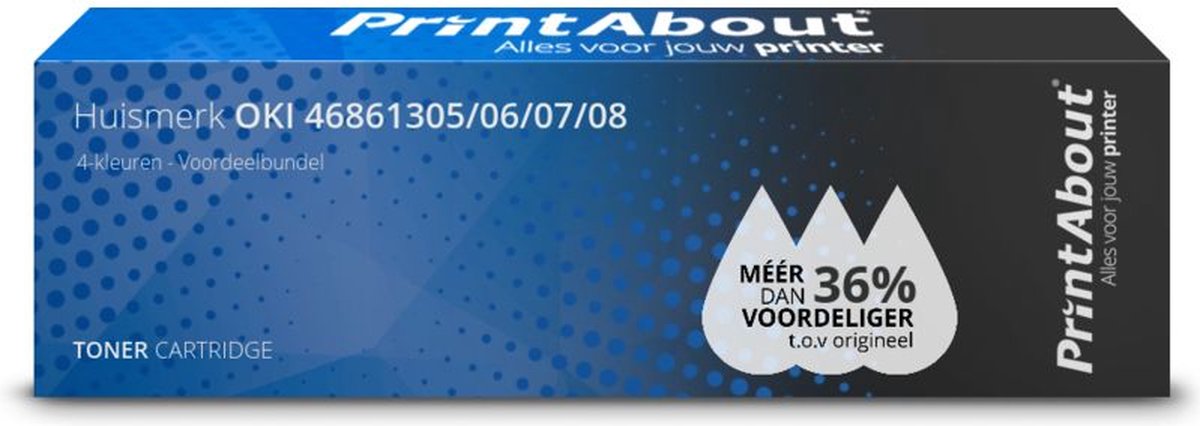 PrintAbout huismerk Toner 46861305/06/07/08 4-kleuren Multipack geschikt voor OKI