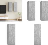 vidaXL Tv-meubelen 2 st 30-5x30x90 cm spaanplaat betongrijs - Tv-kast - Tv-kasten - Televisiekast - Televisiekasten