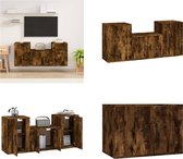 vidaXL 3-delige Tv-meubelset bewerkt hout gerookt eikenkleurig - Tv-kast - Tv-kasten - Tv-meubel - Hifi-meubel