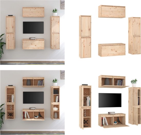 vidaXL Tv-meubelen 6 st massief grenenhout - Tv-kast - Tv-kasten - Tv-meubel - Hifi-meubel