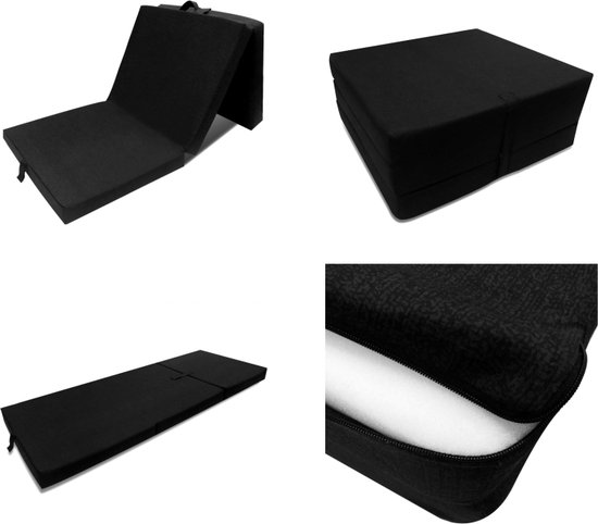vidaXL Schuimmatras opklapbaar zwart 190x70x9 cm - Traagschuimmatras - Traagschuimmatrassen - Traagschuim Matras - Traagschuim Matrassen