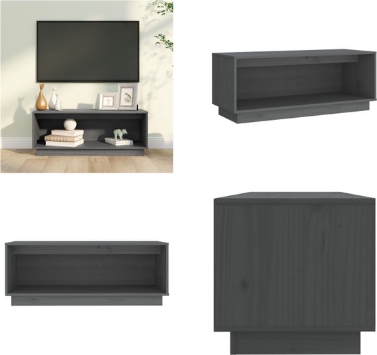 vidaXL Tv-meubel 74x35x44 cm massief grenenhout grijs