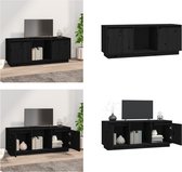 vidaXL Tv-meubel 110-5x35x44 cm massief grenenhout zwart - Tv-meubel - Tv-meubelen - Televisiekast - Tv-kast