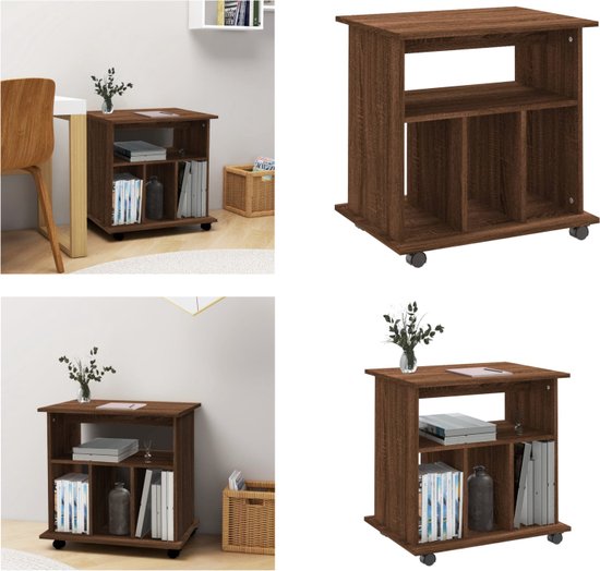 Opbergtrolley smal 4-laags bewerkt hout oud houtkleurig Opbergtrolley smal 4-laags bewerkt hout oud houtkleurig