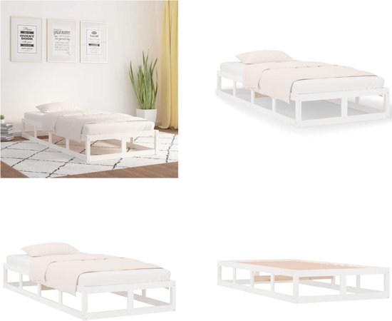 Bedframe bewerkt hout wit 100x200 cm Bedframe bewerkt hout wit 100x200 cm