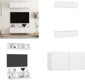 vidaXL Tv-meubelen 4 st 60x30x30 cm spaanplaat wit - Tv-meubelset - Tv-meubelsets - Tv Meubelset - Tv Meubelsets