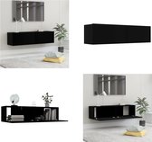 vidaXL Tv-meubel 120x30x30 cm bewerkt hout zwart - Tv-meubel - Tv-meubels - Tv-meubelen - Tv-meubilair