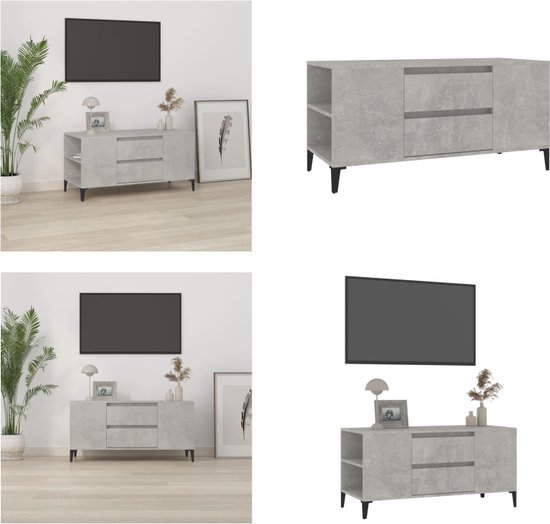 vidaXL Tv-meubel 102x44-5x50 cm bewerkt hout betongrijs - Tv-kast - Tv-kasten - Tv-meubel - Hifi-meubel