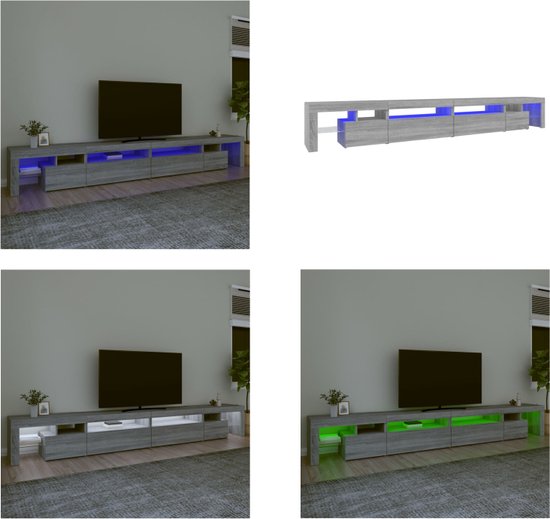 vidaXL Tv-meubel met LED-verlichting 290x36-5x40 cm grijs sonoma eiken - Tv-kast - Tv-kasten - Tv-meubel - Tv-meubel Met LED-verlichting