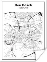 Poster Stadskaart - Den Bosch - Zwart Wit - 60x80 cm - Plattegrond