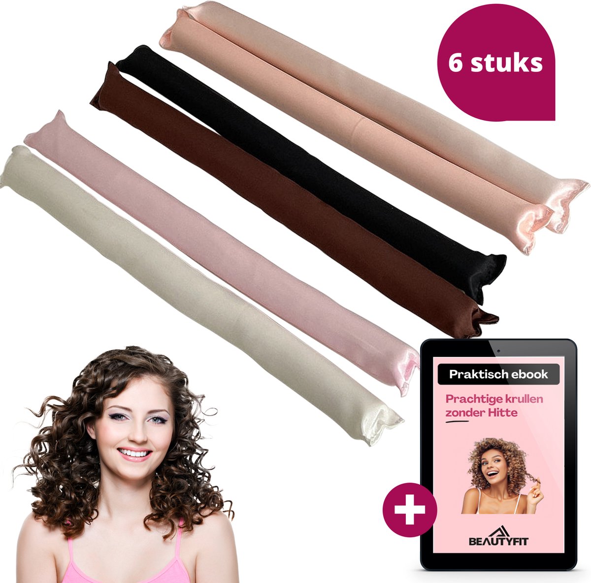 BeautyFit ® - Heatless Curls - Inclusief E-book - Krulspelden - Curling Ribbon - Satijnen Haarkruller - Haarrollers - Krulspelden Rollers - Krul Rollers - Haarkruller - Kleefrollers - BeautyFit