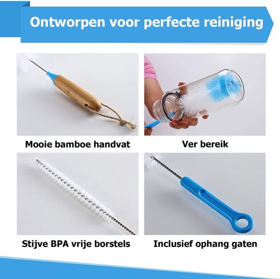 THRIVO Flessenborstel - Flessenrager - Schoonmaakborstel - Flessenreiniger - 5 stuks - Kras- en BPA vrij - Geschikt voor alle oppervlakken van Merkloos — afbeelding 5