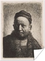 Poster De man met kalotje - Rembrandt van Rijn - 60x80 cm