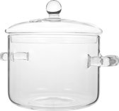 Ovenschaal helder glas pot glazen pan hittebestendig glazen kookpan soeppan voor keukenrestaurant koken helder 1900ml melk kokend