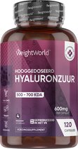 WeightWorld Hyaluronzuur 600 mg - 120 hyaluronzuur capsules voor 4 maanden - Vegan supplement