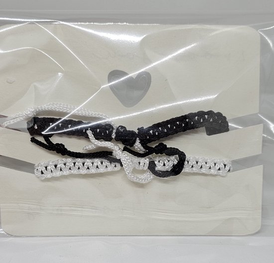 Yin Yang armbanden set - 2 stuks - met kaartje - armband cadeau - 1 voor jou 1 voor mij