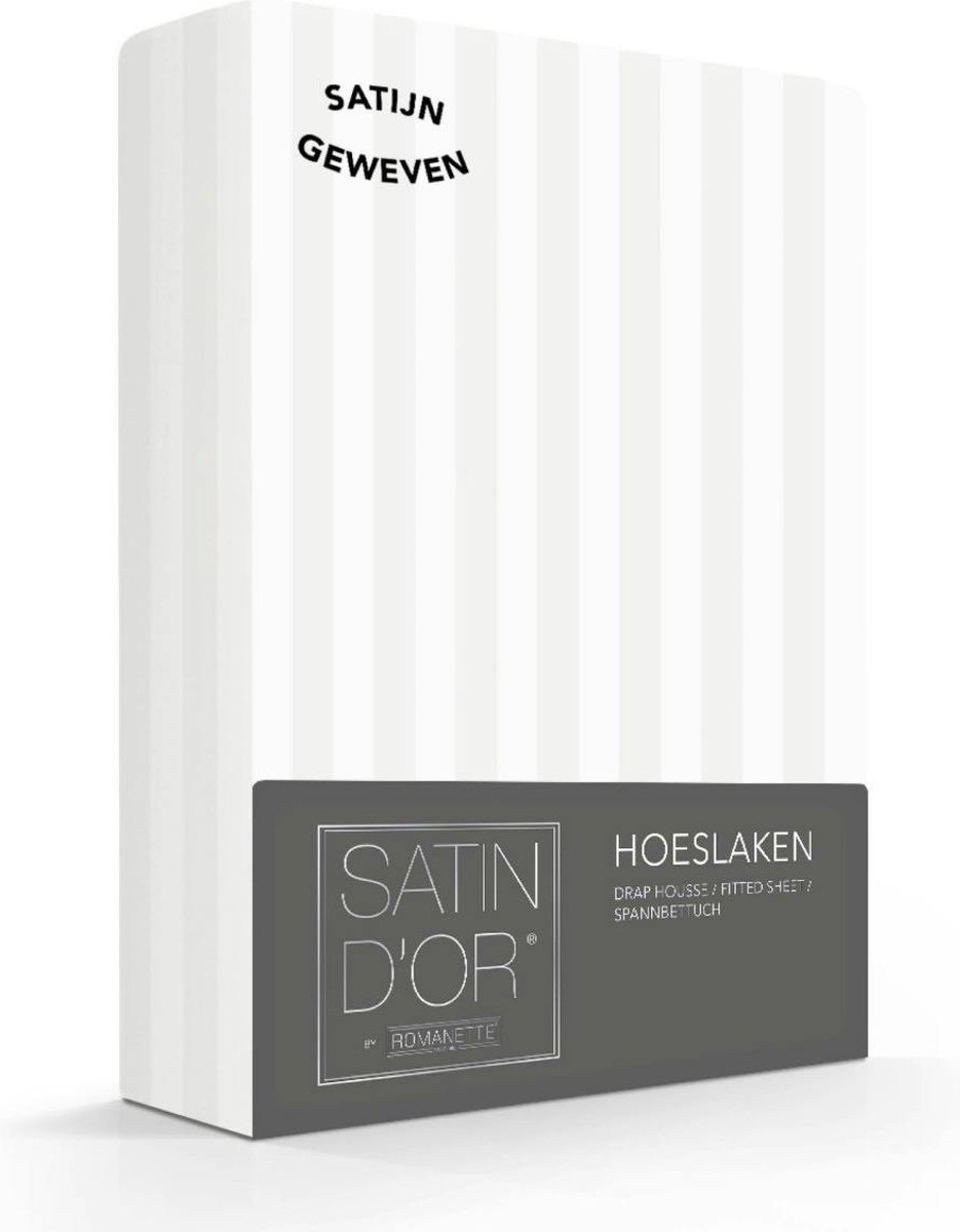 Satin d'Or Hoeslaken - Satijn - (hoekhoogte 25 cm ) White - B 90 x L 200 cm - 1-persoons Hotelkwaliteit - Geschikt voor Standaard Matras - 01900-B 90 x L 200 cm