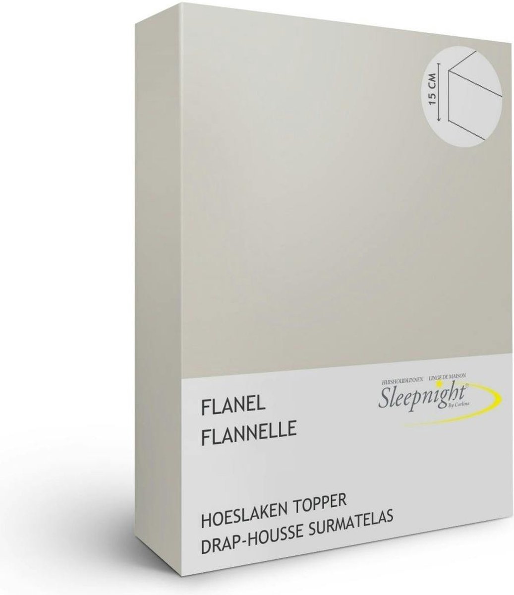 Sleepnight hoeslaken topper - Flanel - (hoekhoogte 15 cm ) gris - 90 x 200 cm - 1-persoons - Geschikt voor Topper - 957661-B 90 x L 200 cm