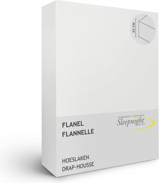 Sleepnight Hoeslaken - Flanel - (hoekhoogte 25 cm ) ivoire - B 90 x L 200 cm - 1-persoons - Geschikt voor Standaard Matras - 517385-B 90 x L 200 cm